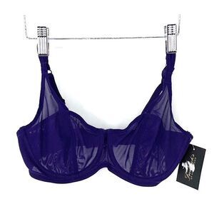 Frederick’s of Hollywood Sheer Mesh Unlined Underwire Bra Size 32D Purple‎ NWT